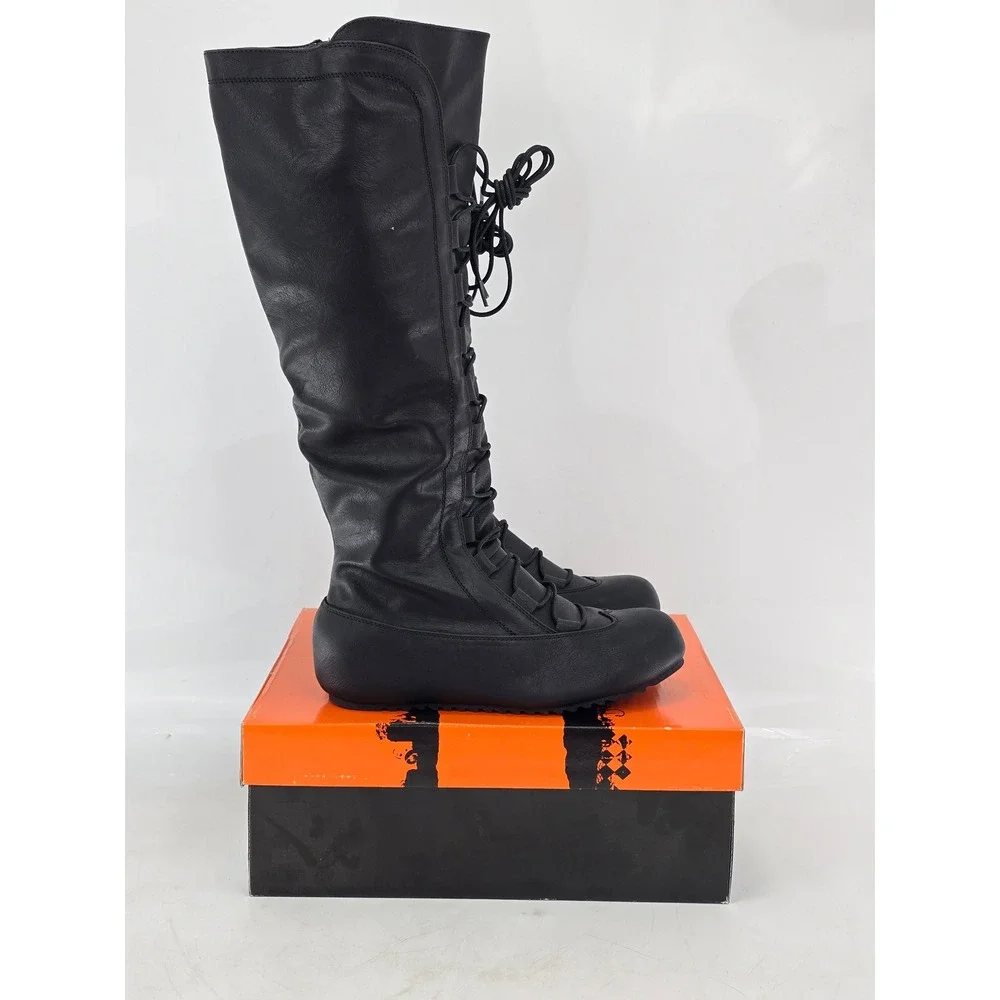 1031 by Ellie Renaissance Boot Mens S 8-9 Black Lace Up Knee High - New